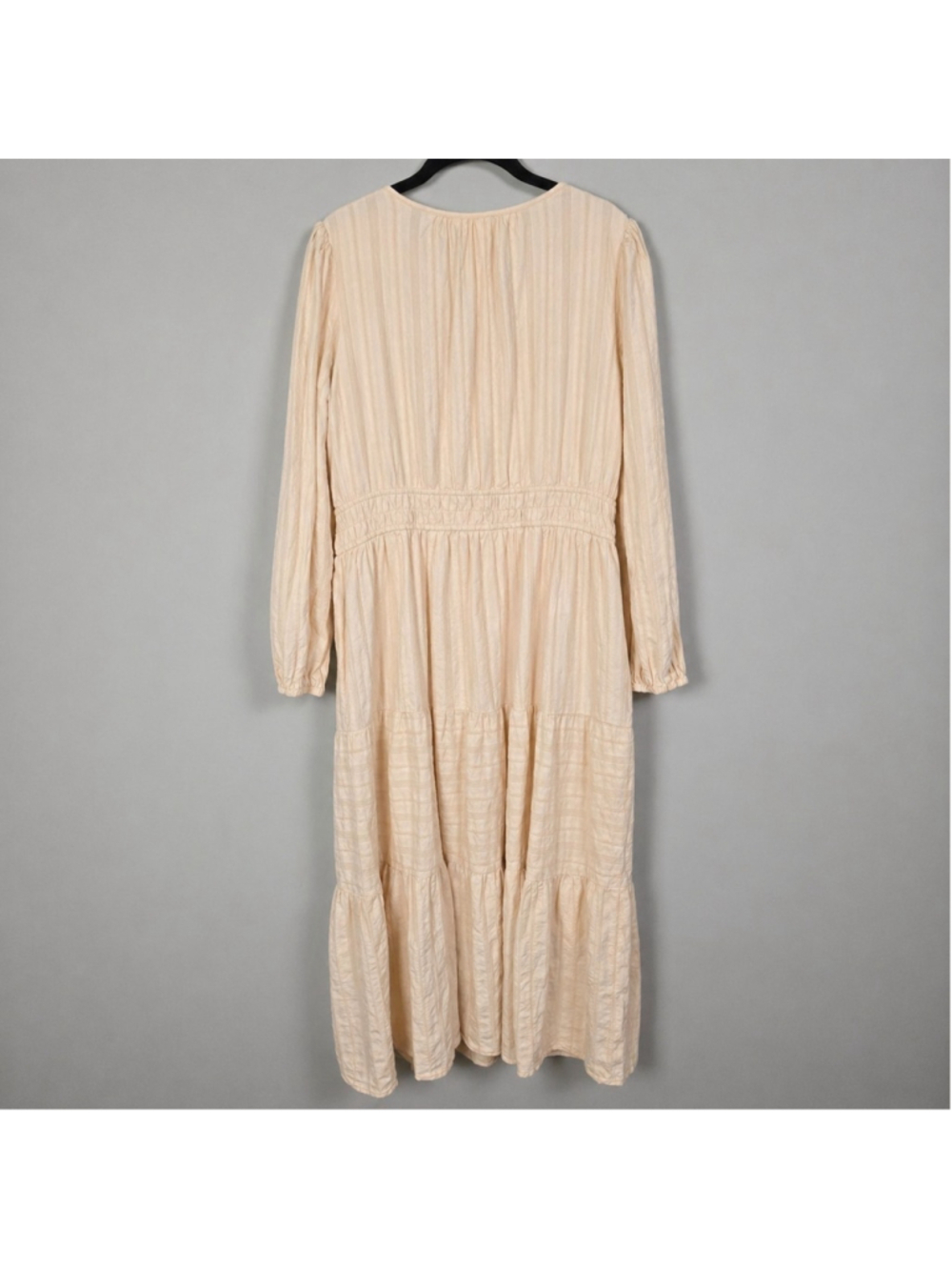 BTFBM Womens Embroidered Tiered Maxi Dress XL Beige Cottagecore Peasant Boho - Picture 2 of 8